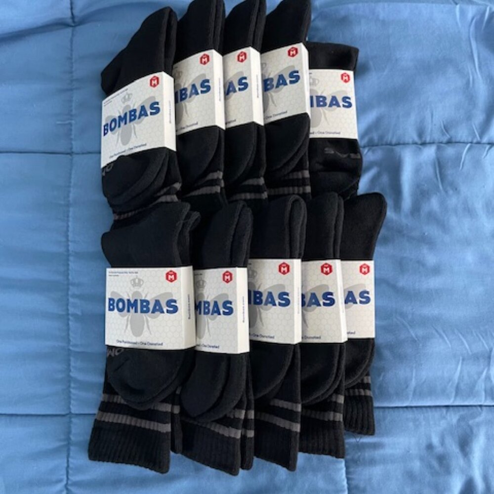 MEDIUM Bombas Socks x 10 pairs BUNDLE Half Calf Black NEW Womens ATHLETIC GOTH